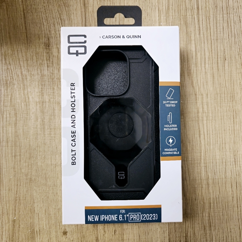 CQ x Carson & Quinn Bolt with MagSafe Case and Holster - iPhone 15 Pro (Black)